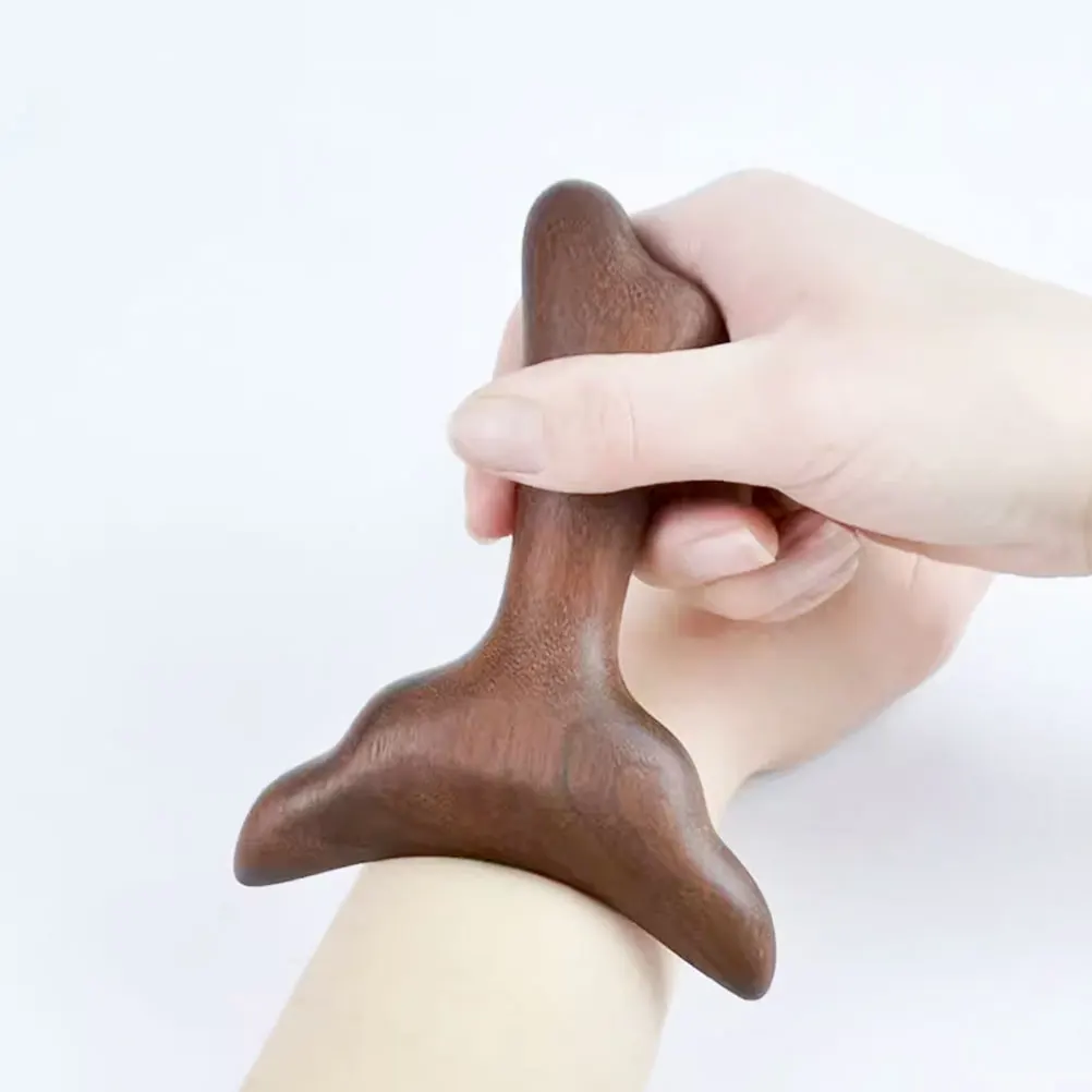 

Wooden Mermaid Tail Facial and Neck Massage Tool Light Brown Polished Gua Sha Board for Skin Care Muscle Relief and Body
