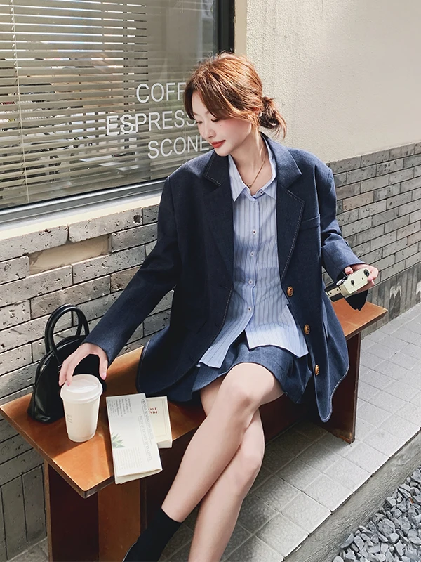 

Prep School Sle Suit Plaid Skirt Set Women's Autumn 2025 New Small Size Age Reduction Two-Piece Set High Waist Co...