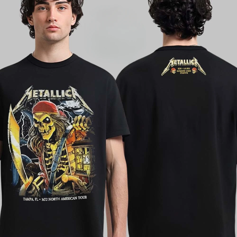 2026 Summer Top Sale Metallica Graphic Cotton Band T-shirt Unisex Summer Short Sleeve Fashion Brand Tee Luxury Casual  T-shirt
