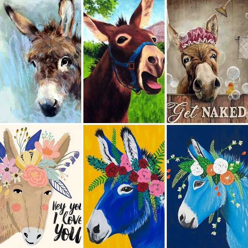 

Donkey Animal Diamond Painting, Gems Painting Art Kits Embroidery 5D Full Stones Adhere Craft, Suitable for Family Interactive