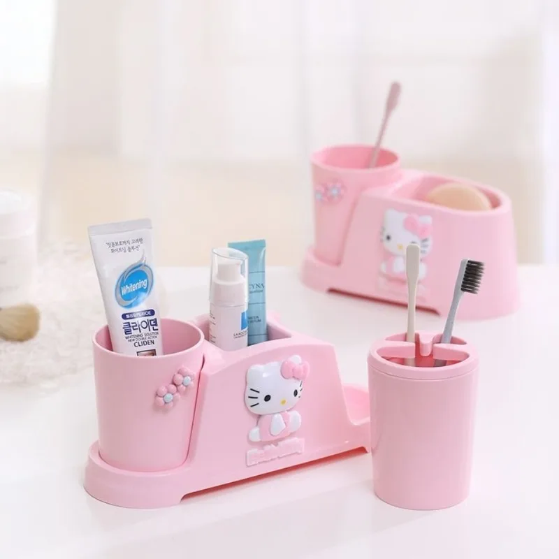 Mouthwash cup, kitten shape, cartoon toothbrush and toothpaste storage ornaments, cute dormitory bathroom toiletries in stock
