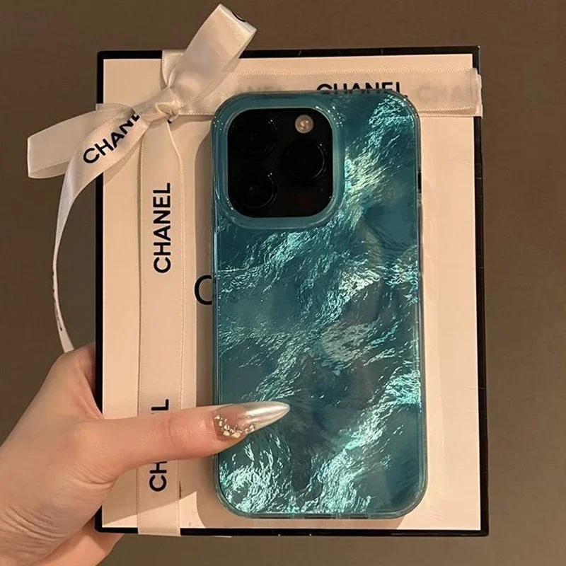 For iPhone 11 12 13 14 15 16 Pro Max Case Summer Gradient Tinfoil Pattern Phone Cover For iPhone XS Max XR X 7 8 Plus 16 Fundas