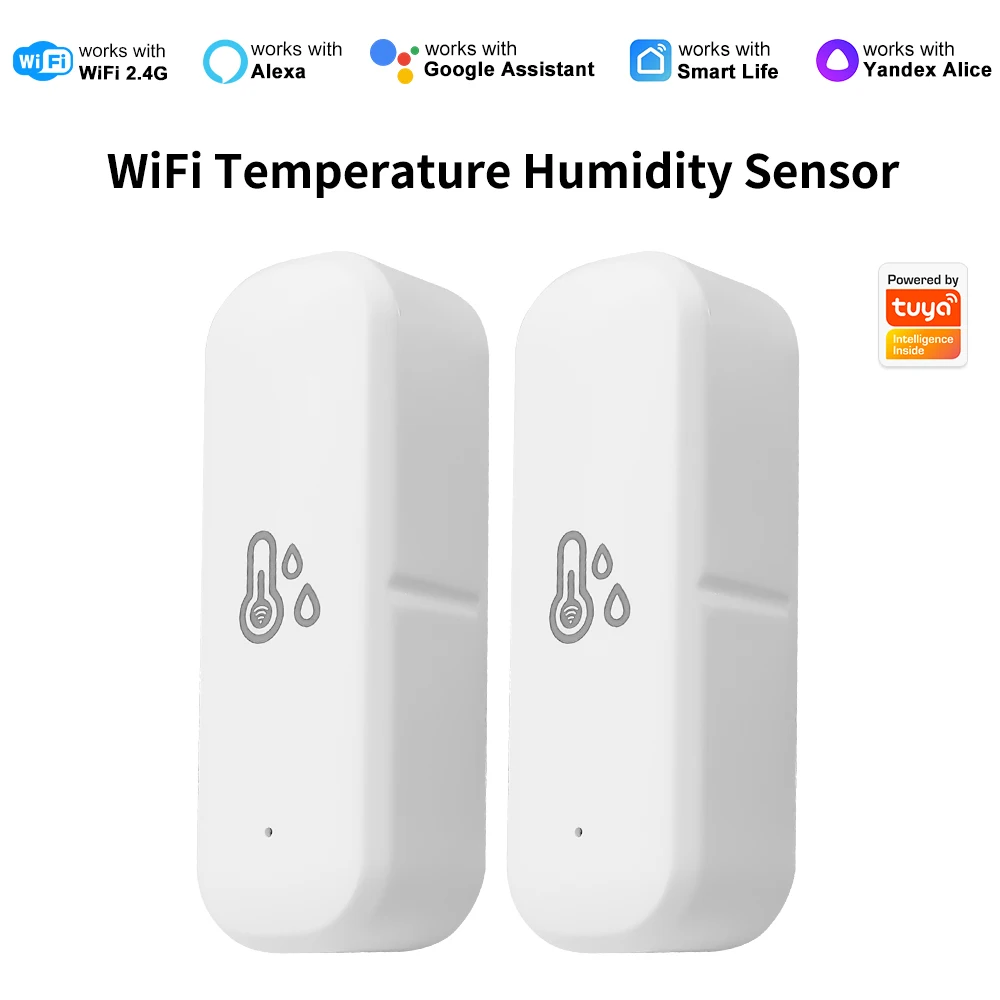 Image of Tuya WiFi Smart Temperatur- und Feuchtigkeitssensor Echtzeit-Überwachung Smart Life Sprachsteuerung Warnungen bei niedrigem Batteriestand Mit Alexa