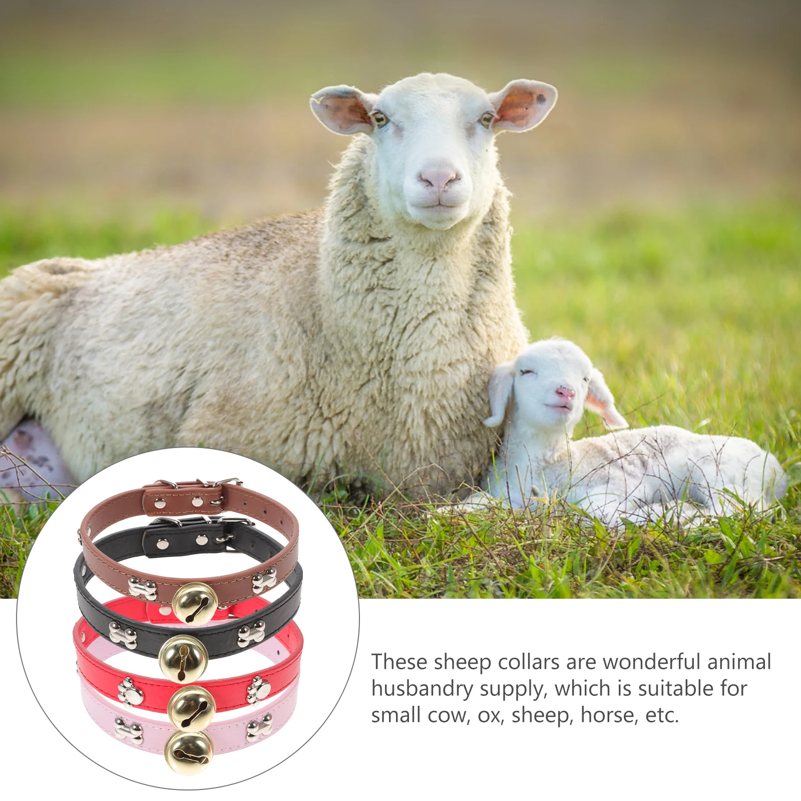 

4 Pcs Bell Collar Livestock Collars Goat with Bells Cattle Supplies Farm Animal Accessories Cow Whelping Adjustable Sheep