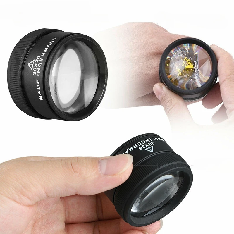 30X 36mm Magnifying Glass K9 Optical Lens Monocle For Watch Jewelry Coin Stamps Precision Work Inspection Loupe Tool
