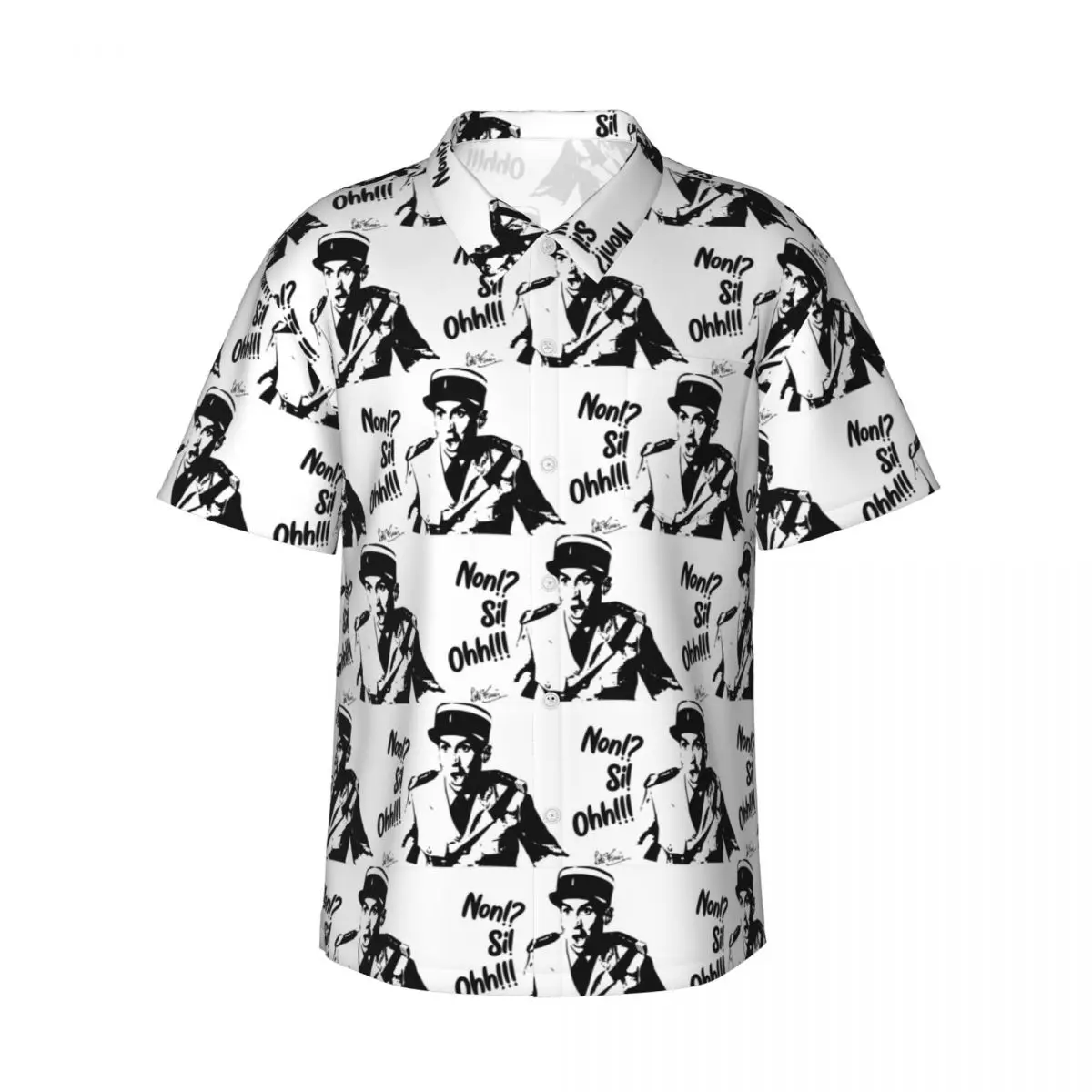 

Louis De Funes Funes Non! Si! Ohh! Men's Shirts Hawaiian Short Sleeve Shirt Fashion Lapel Tops for Summer Beach