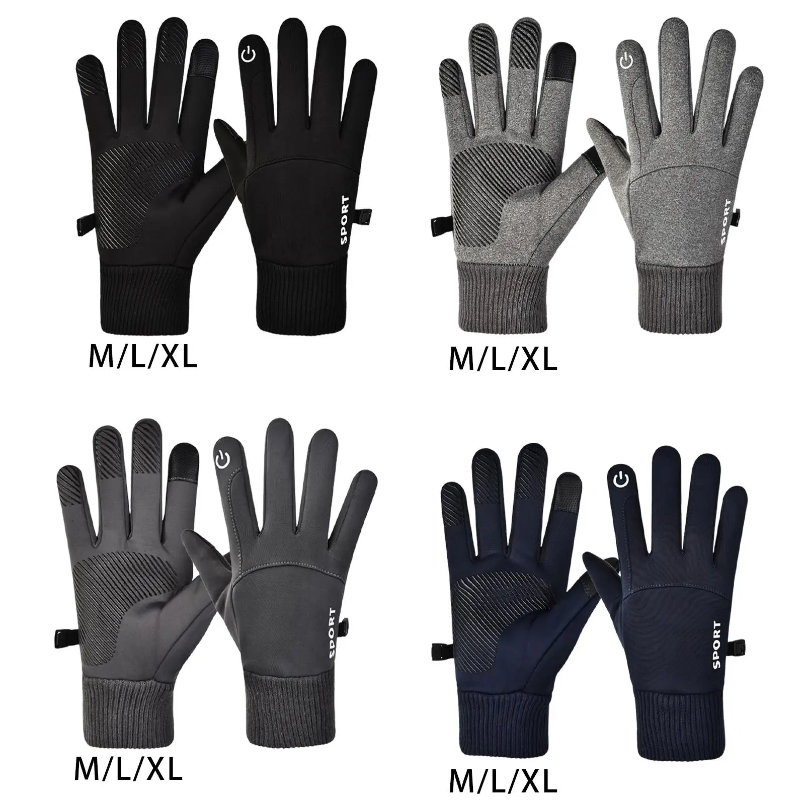 

Men Winter Waterproof Cycling Gloves Outdoor Sports Running Motorcycle Ski Touchscreen Fleece Gloves Non-slip Warm Full Fingers