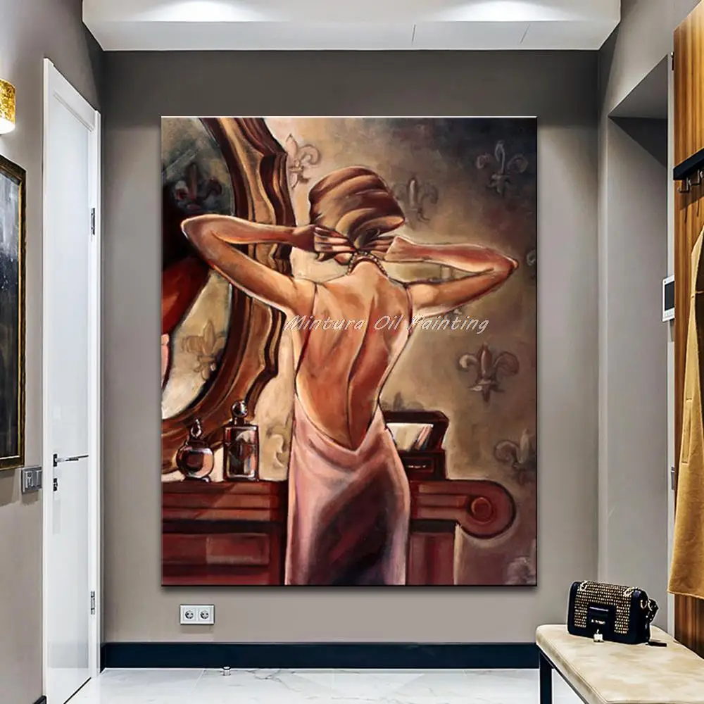 

Mintura Handpainted An Elaborate Pretty Sexy Girl Oil Painting On Canvas,Modern Wall Art,Picture For Living Room,Home Decoration