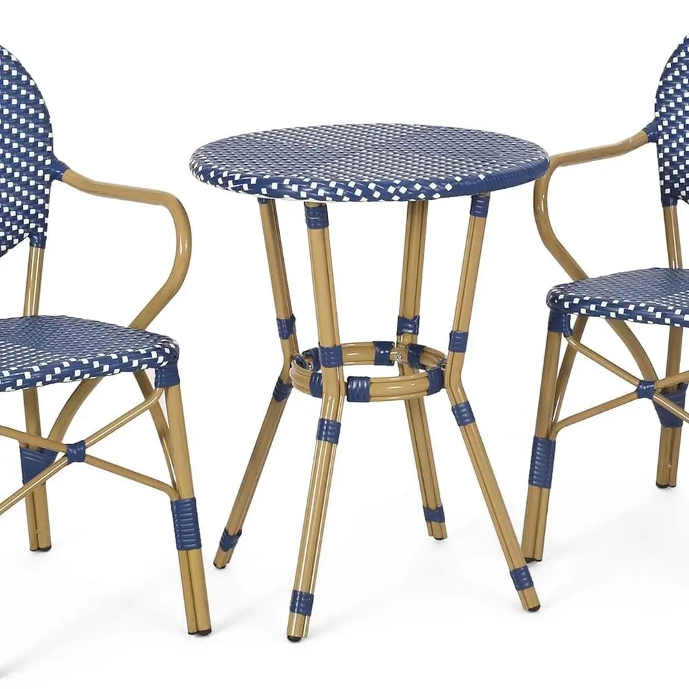 

Teal & White Outdoor Bistro Set with Bamboo Accents