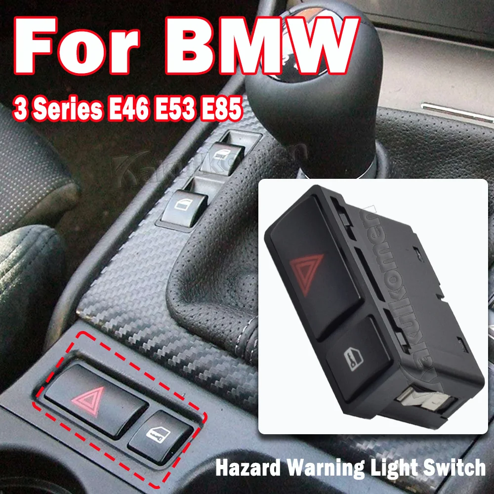 New 61318368920 For BMW E46 E53 E85 E86 X5 Z4 M3 325 3 Series Hazard Emergency Light Switch Warning Button with Central Lock