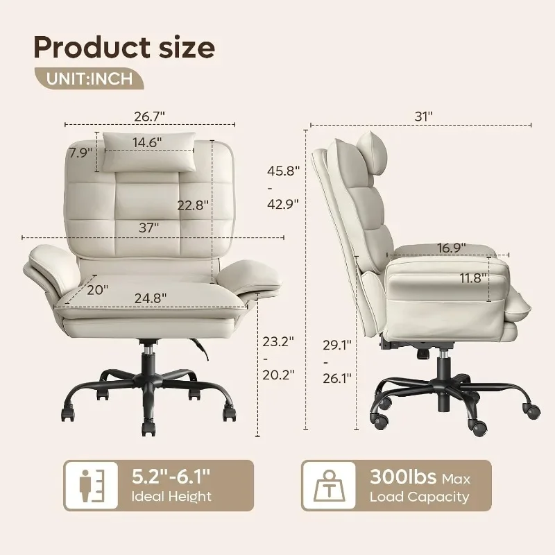 Bestier Cross Legged Office Chair Criss Cross Chair with Adjustable Arms Reclining PU Leather Executive Chair with Wheels Big