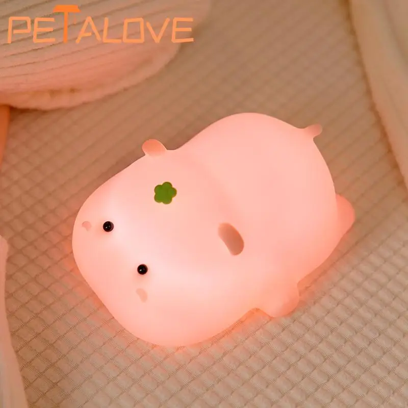 bebê silicone luz noturna luz suave proteção para os olhos q-versão design animal adorável presente de aniversário trabalho leitura companheiro