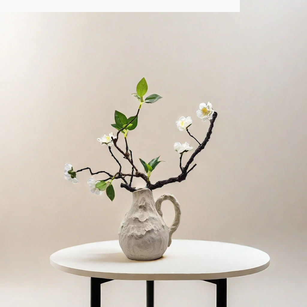 Ceramic Vase Irregular Grain Handmade Flower Vase Floral Arrangement Accessories Crude Pottery Home Decoration