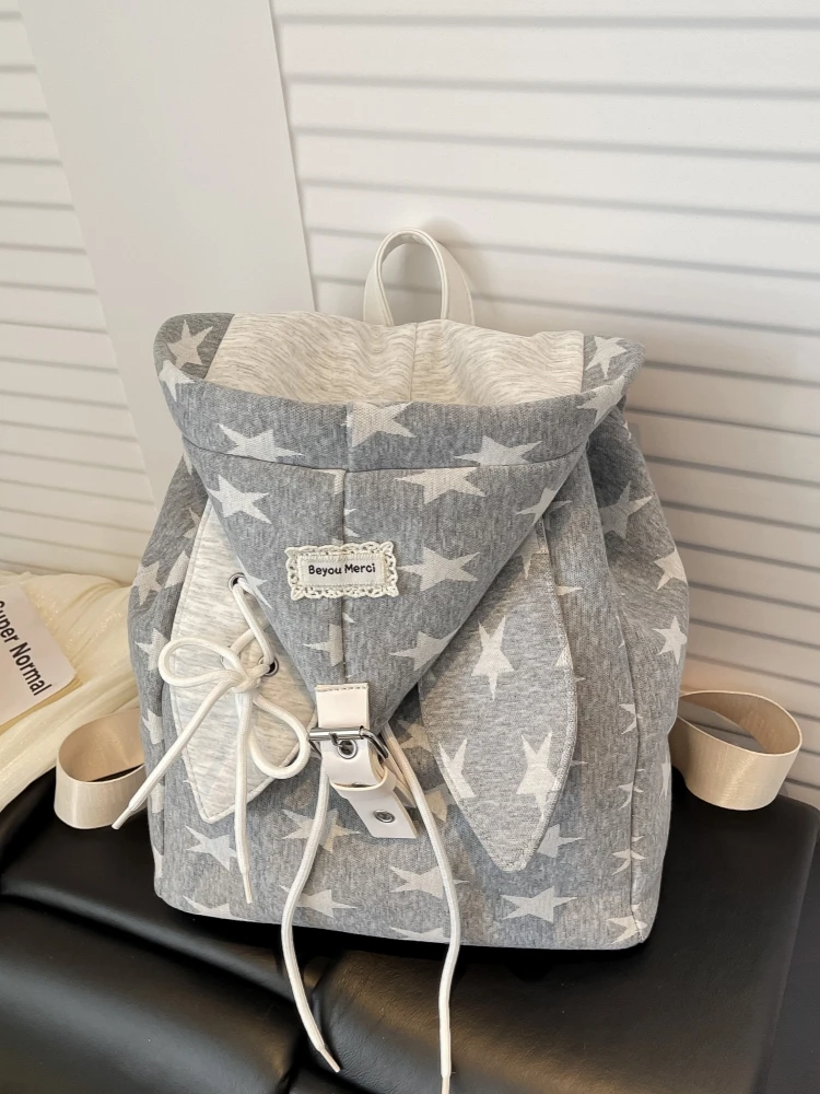 Spring Summer New Style Milkiness Little Rabbit Ear Double Shoulder Bag High Aesthetic Value Elegant Girl Commuting Backpack