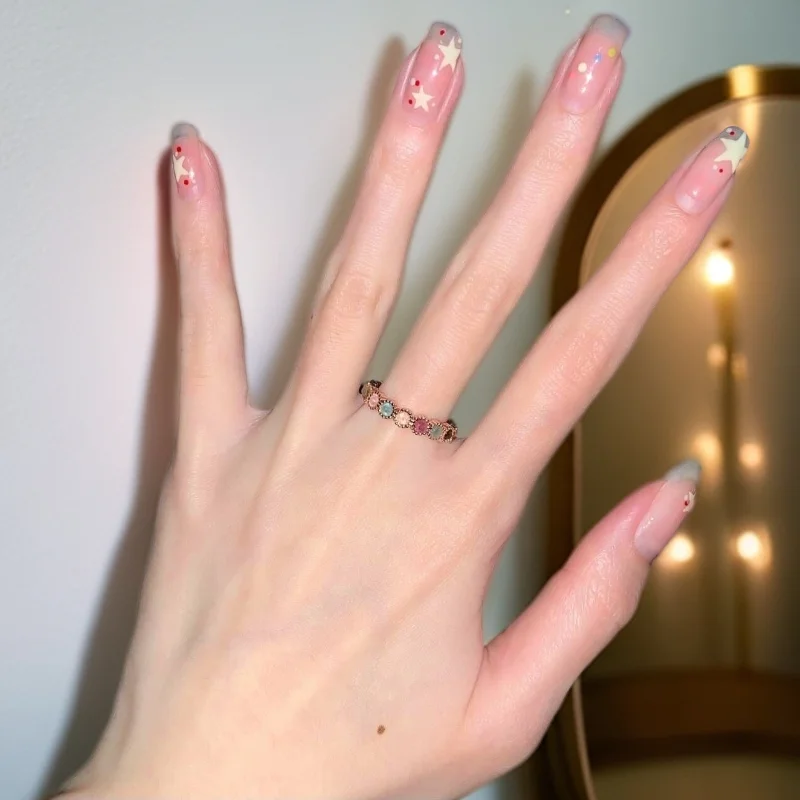 

Кольцо с турмалином и радугой, женское нишевое дизайнерское регулируемое кольцо на палец, ювелирные изделия в стиле Sweet and Spice Girl, кольцо премиум-класса 2