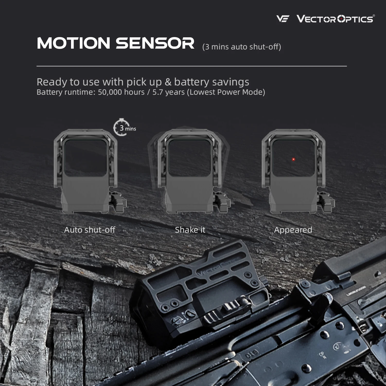 منظار نقطة حمراء Vector Optics Frenzy Plus 1x31x26 بالطاقة الشمسية، عمر بطارية يصل إلى 80000 ساعة مع مستشعر الحركة، مناسب لسلسلة AR15