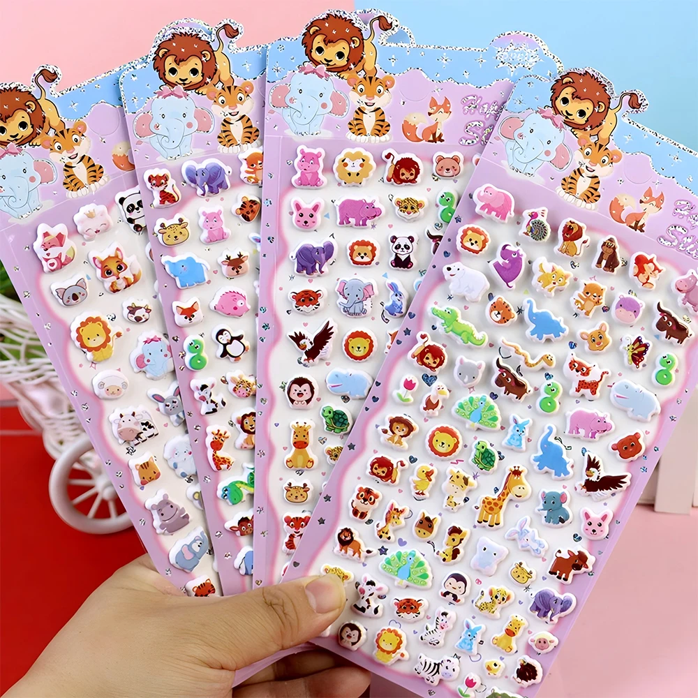 4 Stück Kawaii Cartoon Mix Tier 3D Bubble Sticker Niedliche Hasen- und Elefanten-Aufkleber für Scrapbook Notizbuch Handy Lustige Belohnungs-Aufkleber Spielzeug