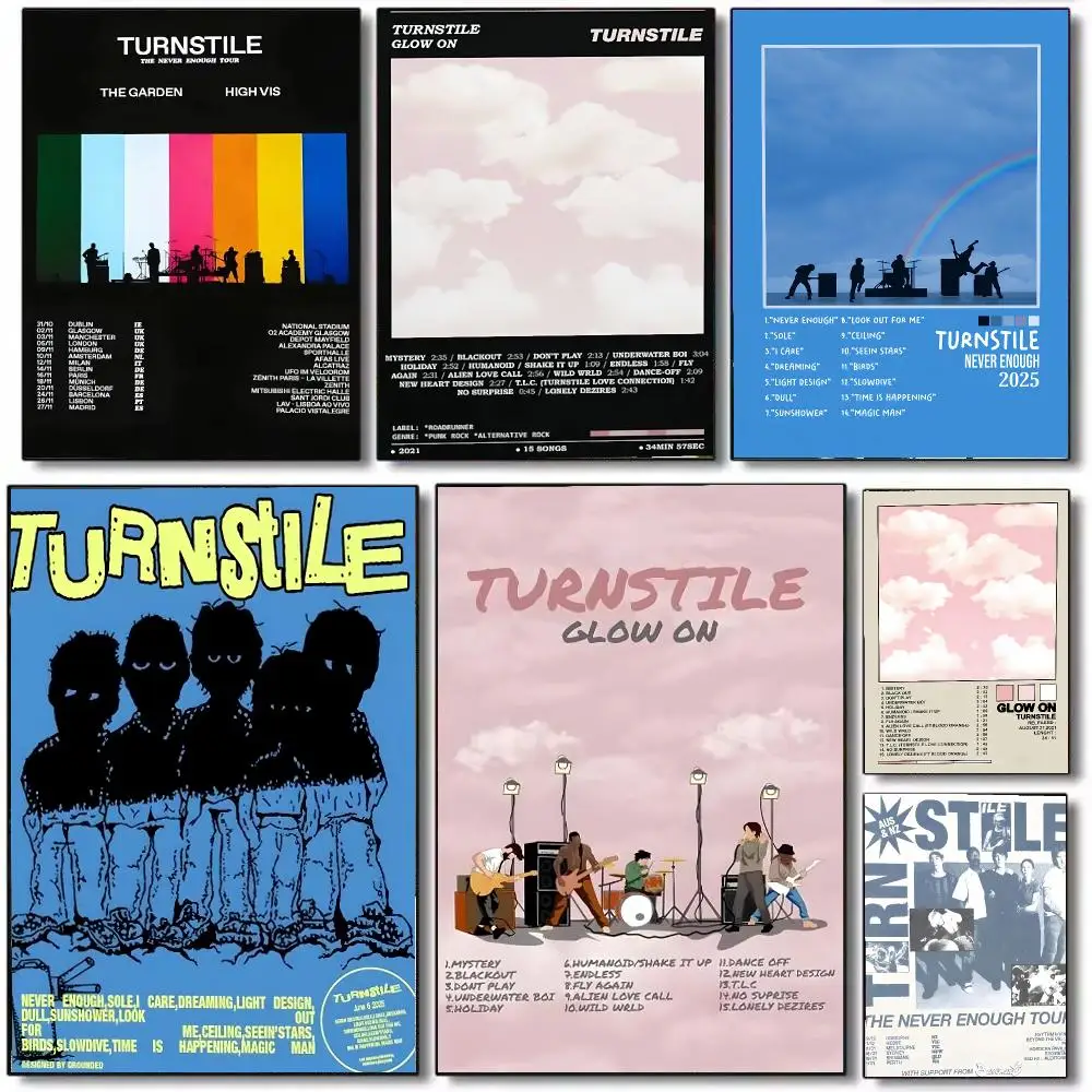 Hardcore Punk Band T-Turnstile Poster Wall Art Printed Decor Sticker Stylish Home Gift for Living Room Bedroom Corridor Cafe