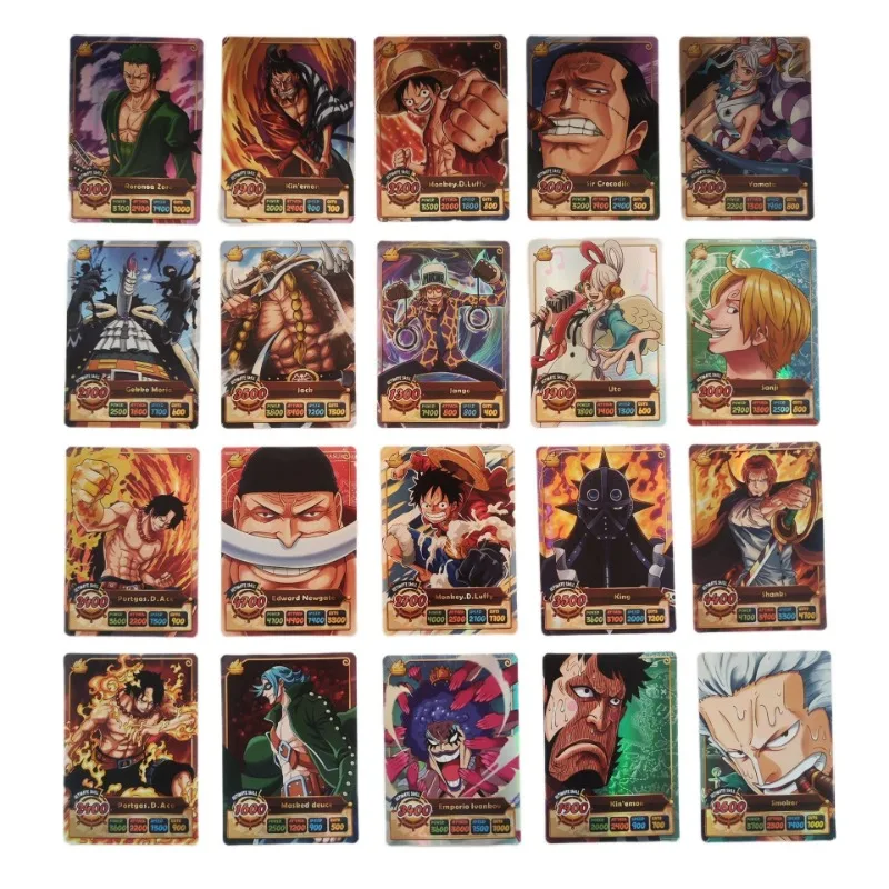 

50pcs/set One Piece Monkey D Luffy Roronoa Zoro Animation Characters Refraction Flash Card Anime Classics Game Collection Cards