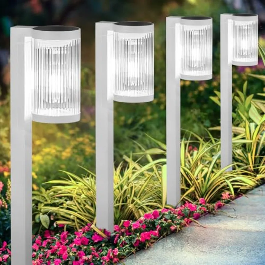 

Solar Pathway Lights Outdoor, Upgraded Outdoor Solar Lights for Outside Super Bright Up to 1Hrs, IP65 Waterproof Solar Garden L