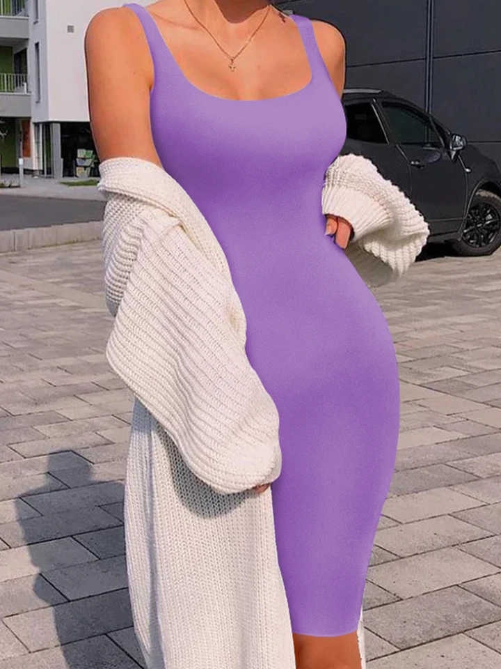 Vestido de verano sexy sin mangas de AliExpress, talla grande para mujer, estilo europeo y americano, midi 5