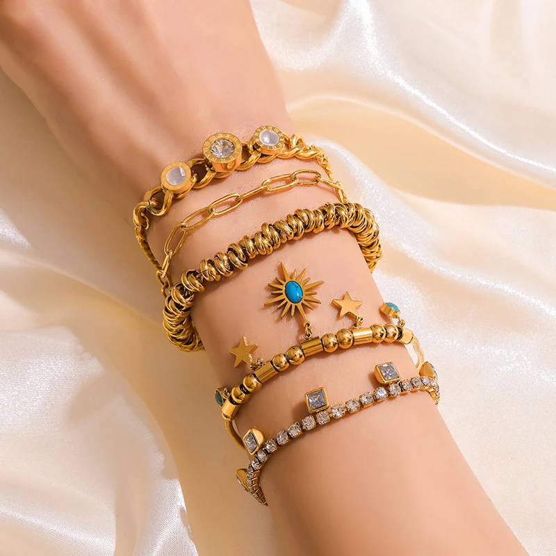 EILIECK 316L Edelstahl Einfache Zirkonia-Kettenarmbänder für Damen Wasserdicht Luxuriöser Glitzer Stilvoller Charm-Schmuck Geschenke – Detail 9