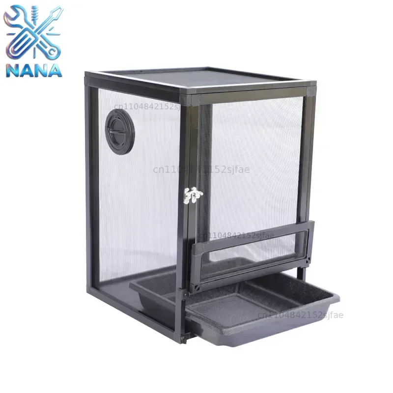 Foldable Mesh Reptile Cage, Vertical Mesh Terrarium With Collapsible Net Side Panels,Front Opening Reptile Mesh Cage