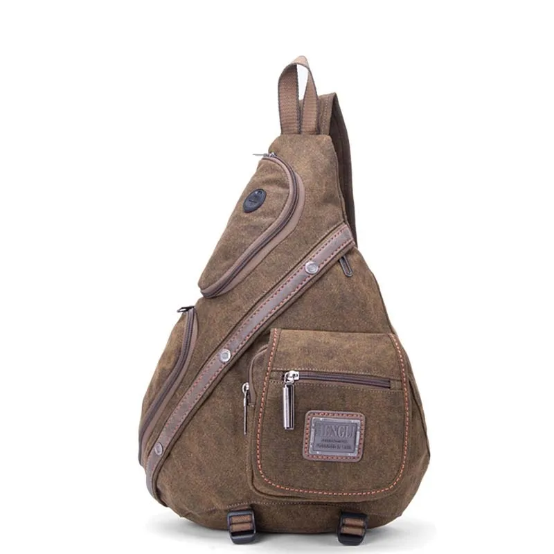 Imagem -05 - Bolsa de Peito de Lona para Homens Mochila Portátil Mochila Mochila de Ombro Única Mochila de Corpo Transversal de Alta Qualidade