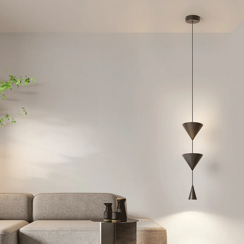 Lampadari da comodino per camera da letto moderna nordica soggiorno decorazioni per la casa a LED ristorante Bar illuminazione a sospensione creativa a forma di cono