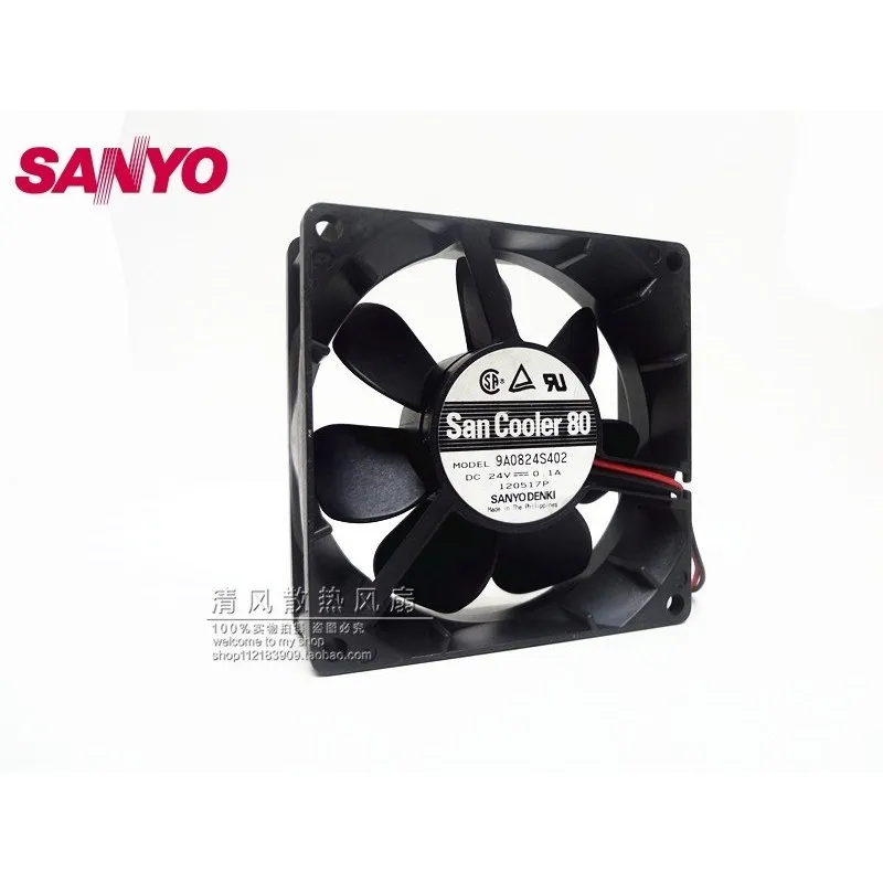 

SANYO new 8025 8CM 80mm drive axial cooling fan 24V 0.1A 9A0824S402 double ball 80*80*25mm