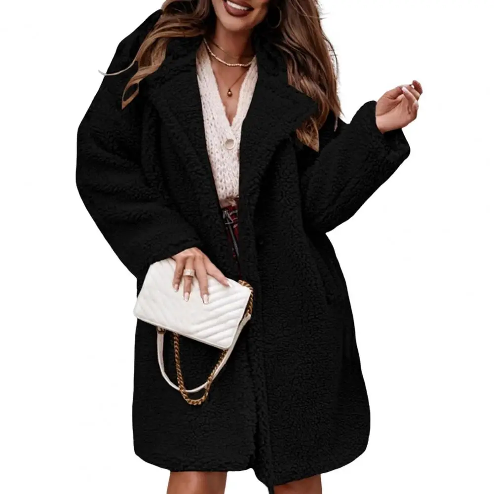 Cappotto da donna in peluche Giacca cardigan da donna calda Giacca da donna elegante con risvolto con cappotto in peluche double face per l'autunno per i pendolari