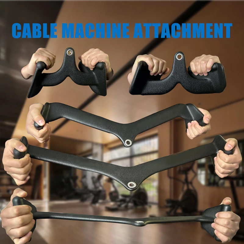 Accesorios para máquinas con cables multiagarre: barra en T ajustable y mango en V para ejercicios de remo y extracción de lat