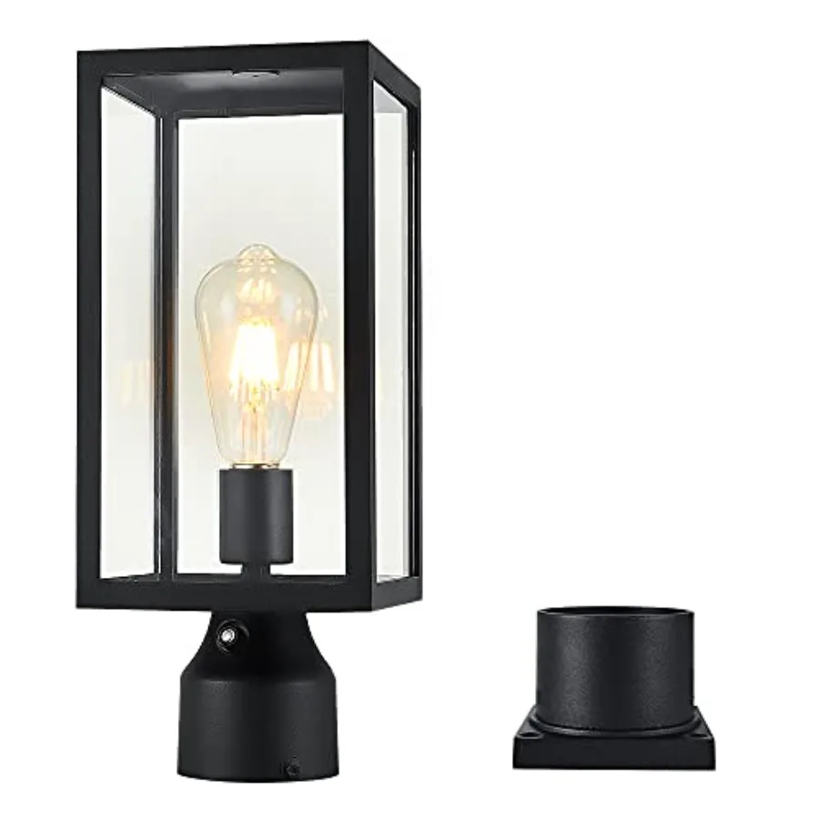 

Large 15 inch Dusk to Dawn Outdoor Post Light, Waterproof Cast Aluminium Lamp Post Light Fixture, Post Lantern with Pier Mount