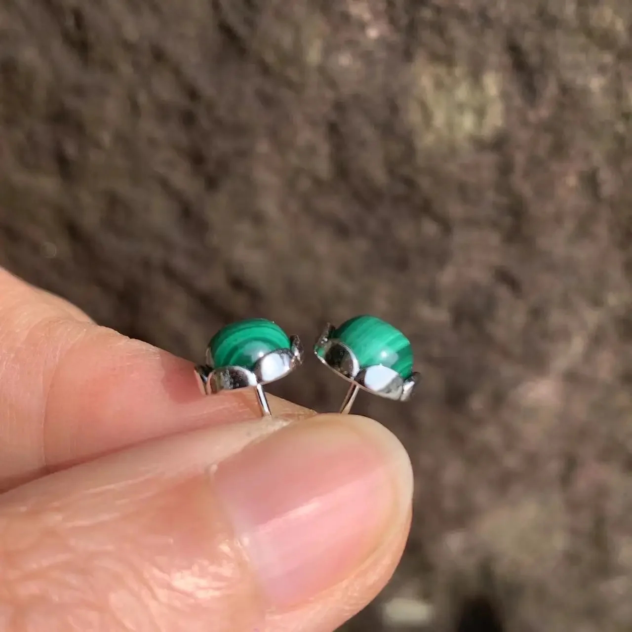 HEYYA STONE Natural Malachite Stud Earrings For Women 925 Silver Simple Fine Jewelry Stone Gemstone Classic Style