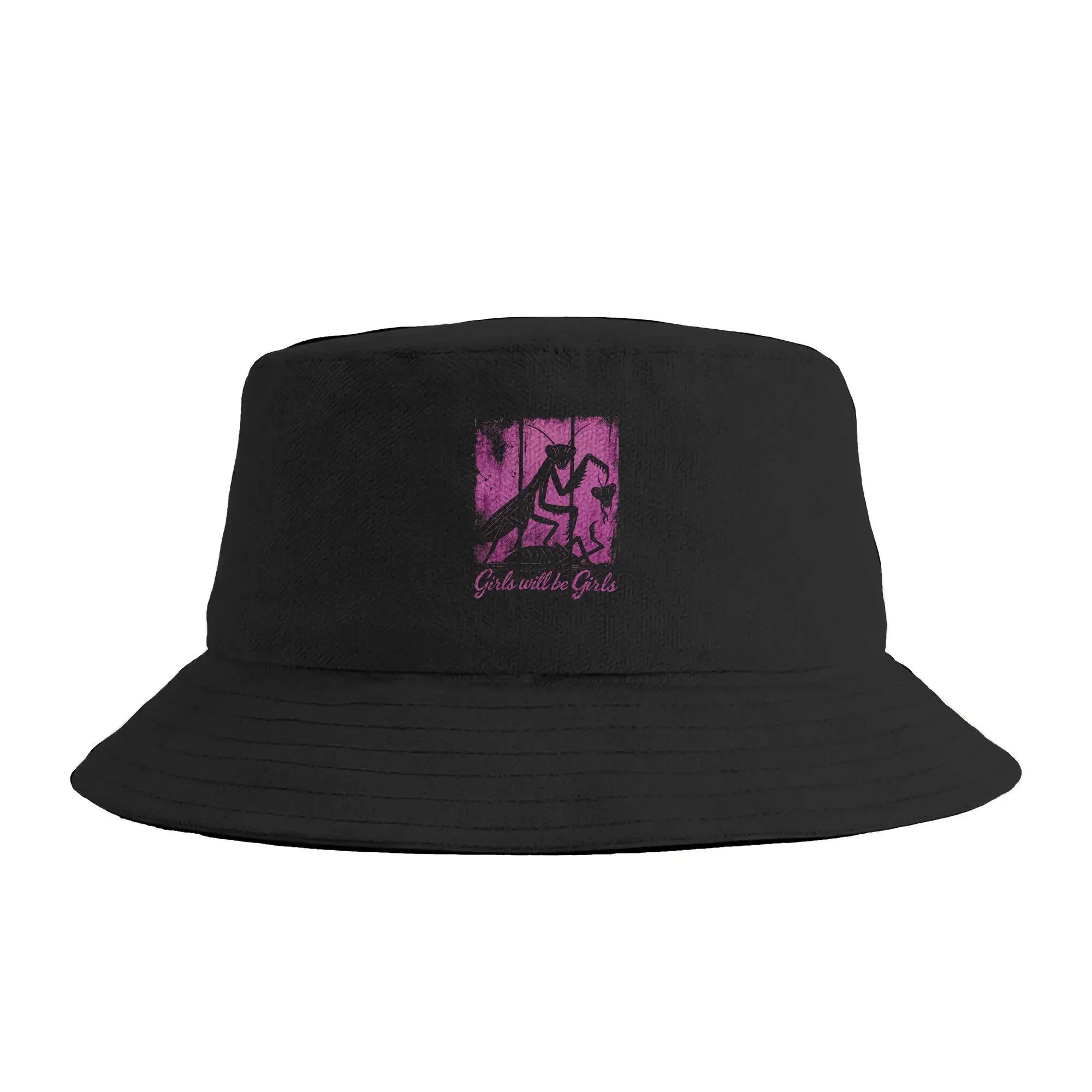 Girl Will Be Girls Praying Mantis Bucket Hat Summer Fashion Fisherman Hats For Unisex Foldable Beach Travel Caps Hip Hop