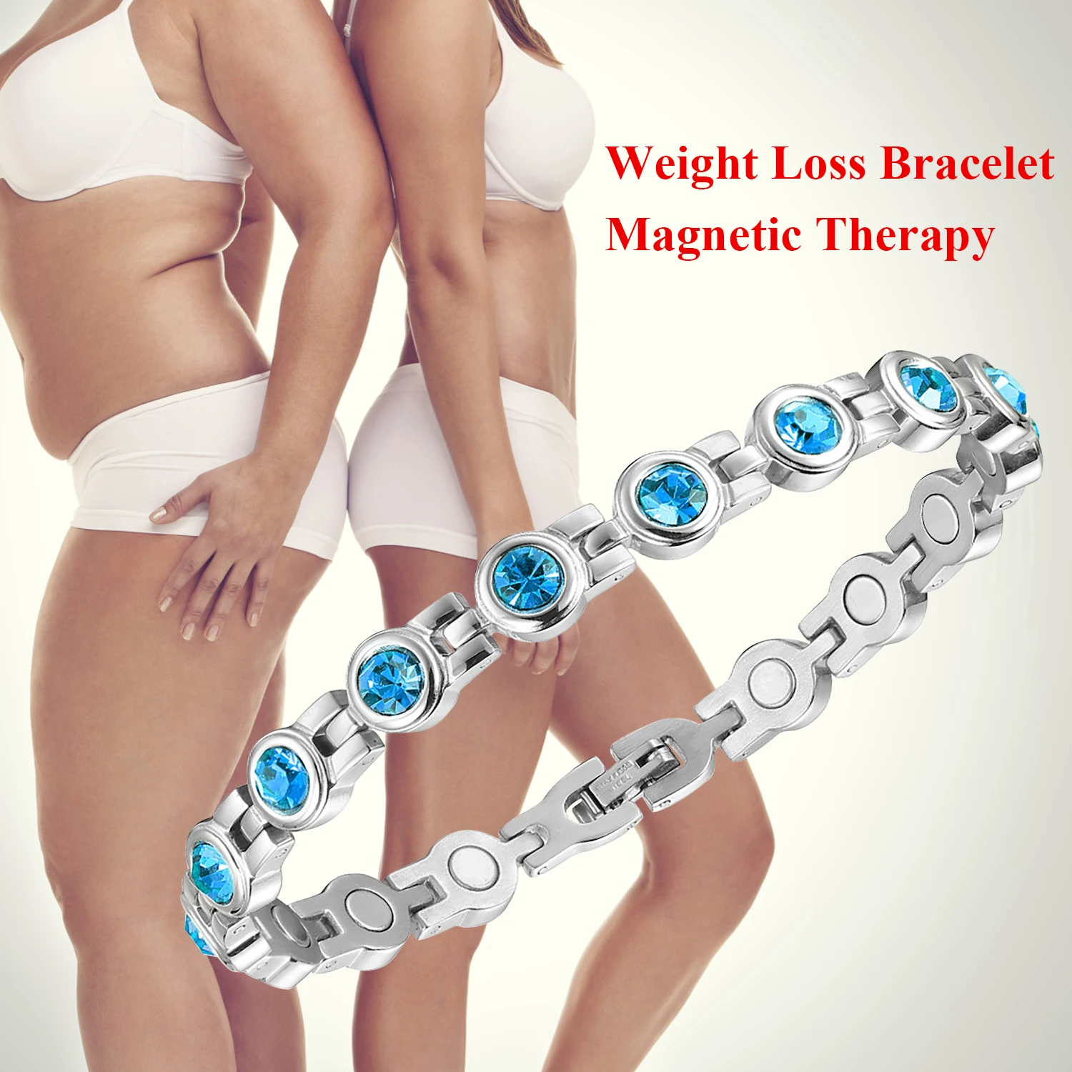 Strength Magnets Women's Stainless Steel Hand Bracelets with Shining Zircon Magnetic Therapy Jewelry Natural Stone Romantic Gift
