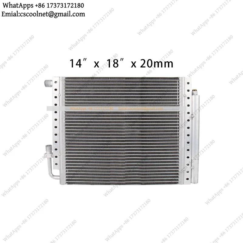Universal Aluminum Radiator Condenser Parallel Flow with Drier 14x18x20mm 14x23x20mm for Heavy Duty Truck Excavator AC System