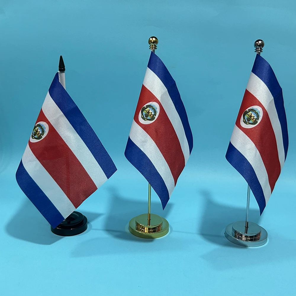 BANDERA DE SKY, bandera de escritorio de oficina de Costa Rica, 14x21cm, bandera nacional de Costa Rica, poliéster, pancarta de país CR, adornos de escritorio, banderas