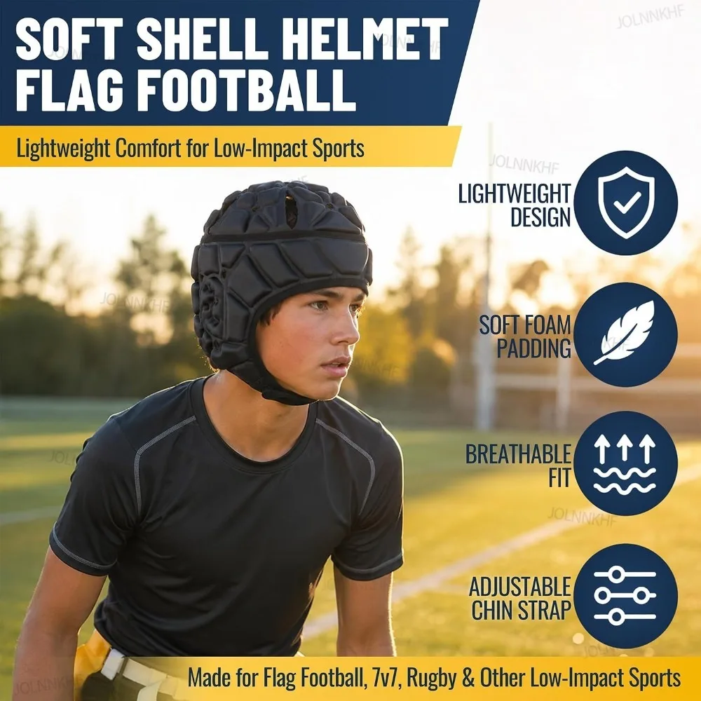 Head Protector Protective Helmet EVA Soft Shell Rugby Helmet Headguard Headgear for Soccer Cap Kids Youth Football Visor