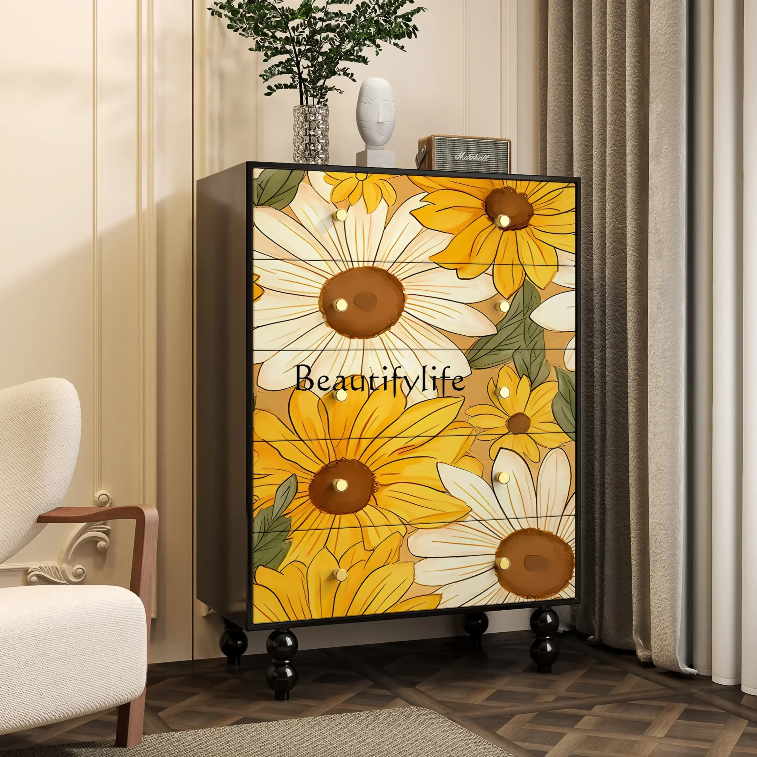 

06French Chinese solid wood chest of drawers B & B home hotel decorative locker