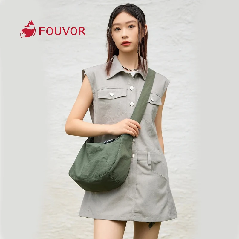 

Женская сумка через плечо Fouvor, новая повседневная сумка с регулируемым ремешком изогнутой формы, легкие спортивные нейлоновые водонепроницаемые сумки на плечо 3043-04