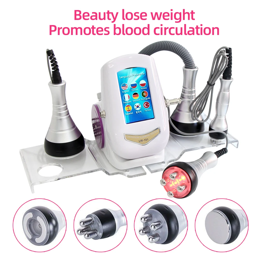 4 IN 1 Cavitation Machine 40k Ultrasonic Shape Vacuum Frequency Liposuction Weight Loss Slimming Skin Tightening Lifting Light