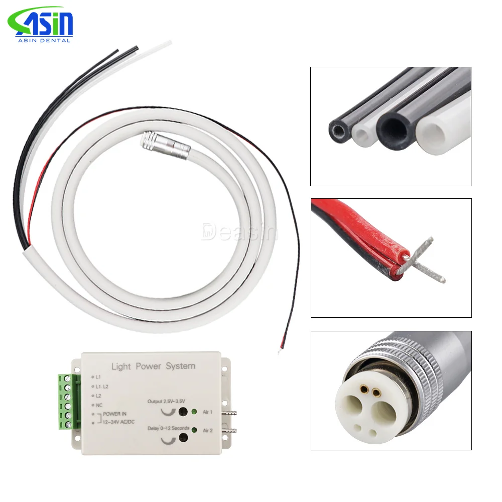 

Dental 1 Set 6 Holes Silicone Fiber Optic Tubing Hose +Power Control Box 6 Holes High Speed Handpiece Tube Pipe with Connector