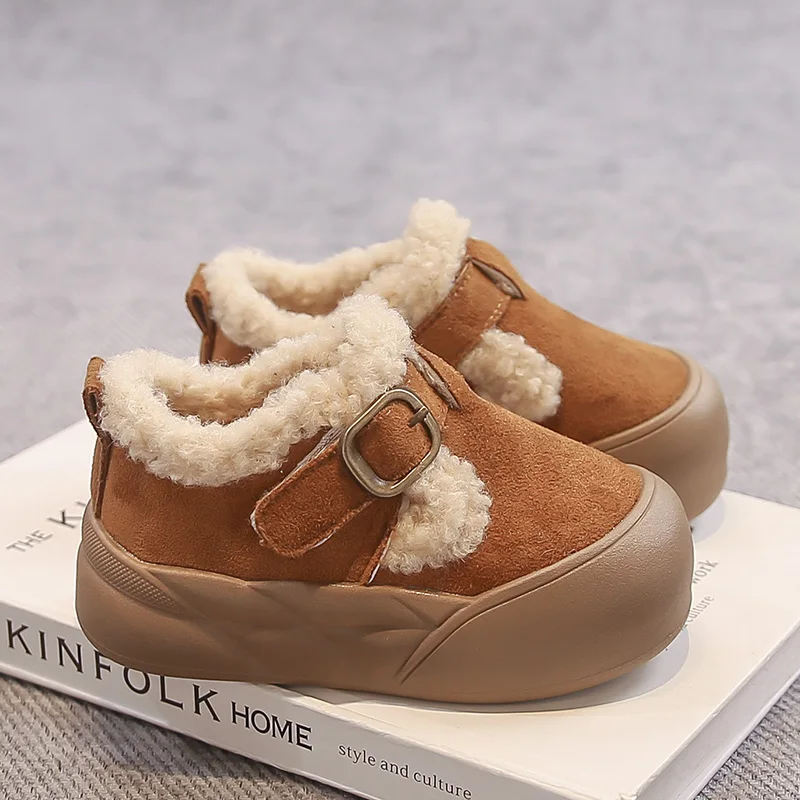 

2025 Winter New Children's Cotton Shoes Thickened, Warm, Comfortable, Girls' Soft Bottom Fashion Retro Casual Shoes