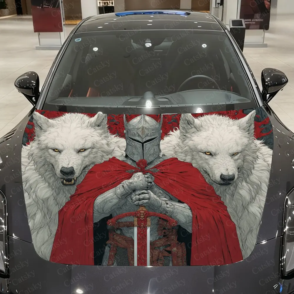 Knights And White Wolves For Decorating Car Covers Vinyl Decals For Cars, SUVs And Trucks. Auto Accessories.