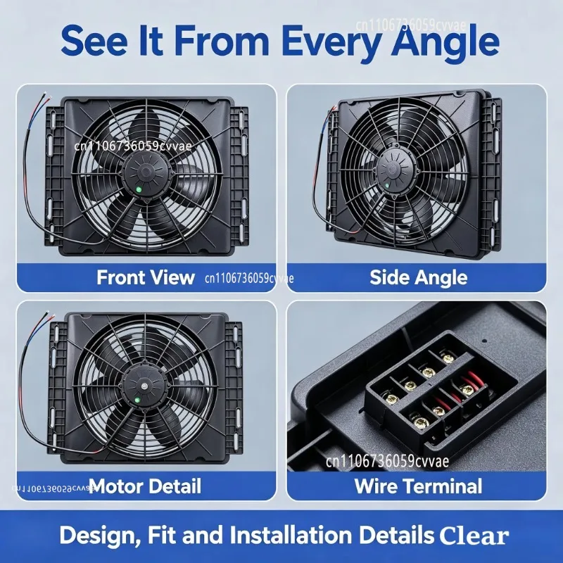 High-power Automotive Cooling Electronic Fan, 14x18 Automotive Water Tank, Parking Air Conditioner Condenser