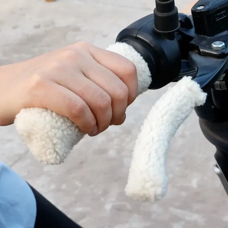 Simulated Plush Grip Glove Motorcycle Handle Cover For Winter Thick Warm Handle Gloves Covers Universal Scooters Hand Warmer