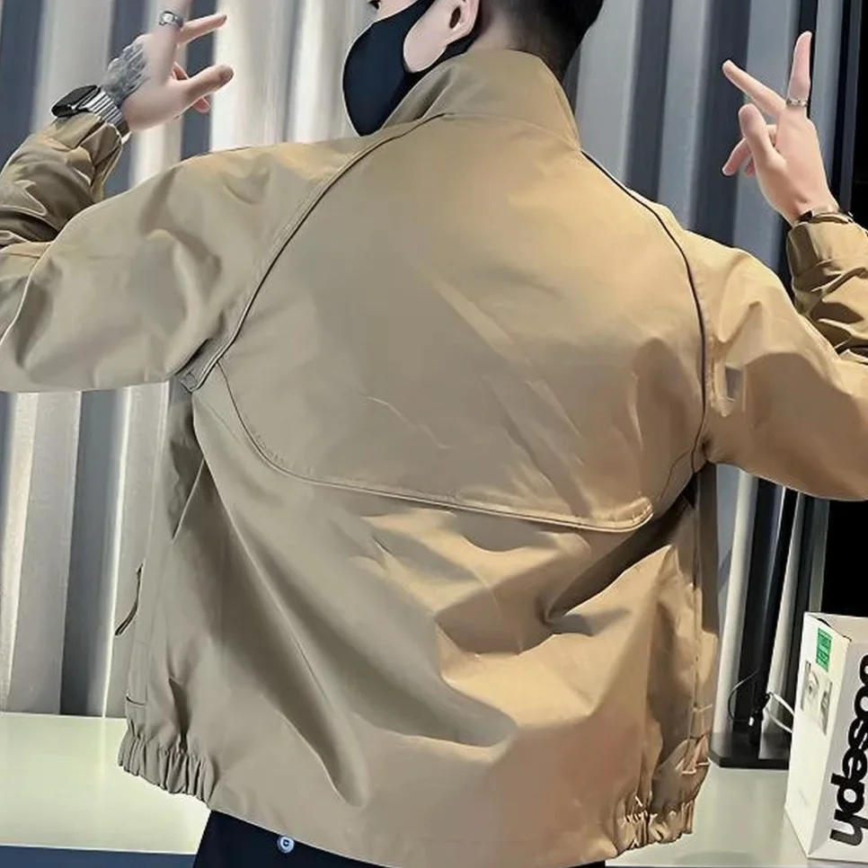 

Slim Fit Повседневная куртка для мужчин Весна Осень Новый Sle Модный бренд с тонким воротником Молодежный легкий топ для отдыха с застежкой-молнией