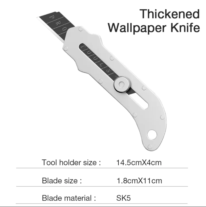 Aço inoxidável Wallpaper Utility Knife Holder, Sturdy Paper Cutting Knife, aderência confortável, 18mm