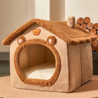 latest foldable pet house removable washable cat house cat pad puppy sofa pet cute comfortable yellow little panda kennel house